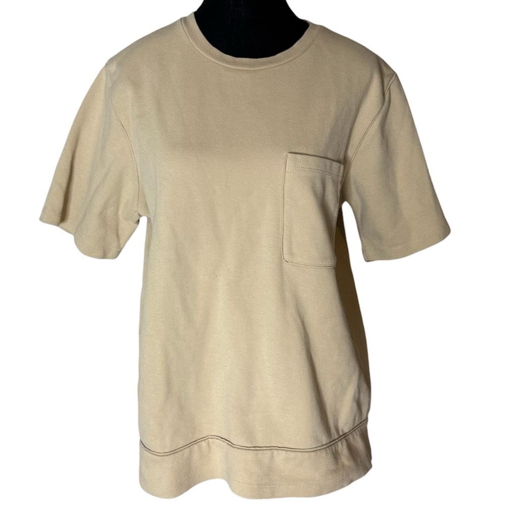 OAK & FORT Tan Beige Boxy Oversized Short Sleeve Top Pocket Size X Small